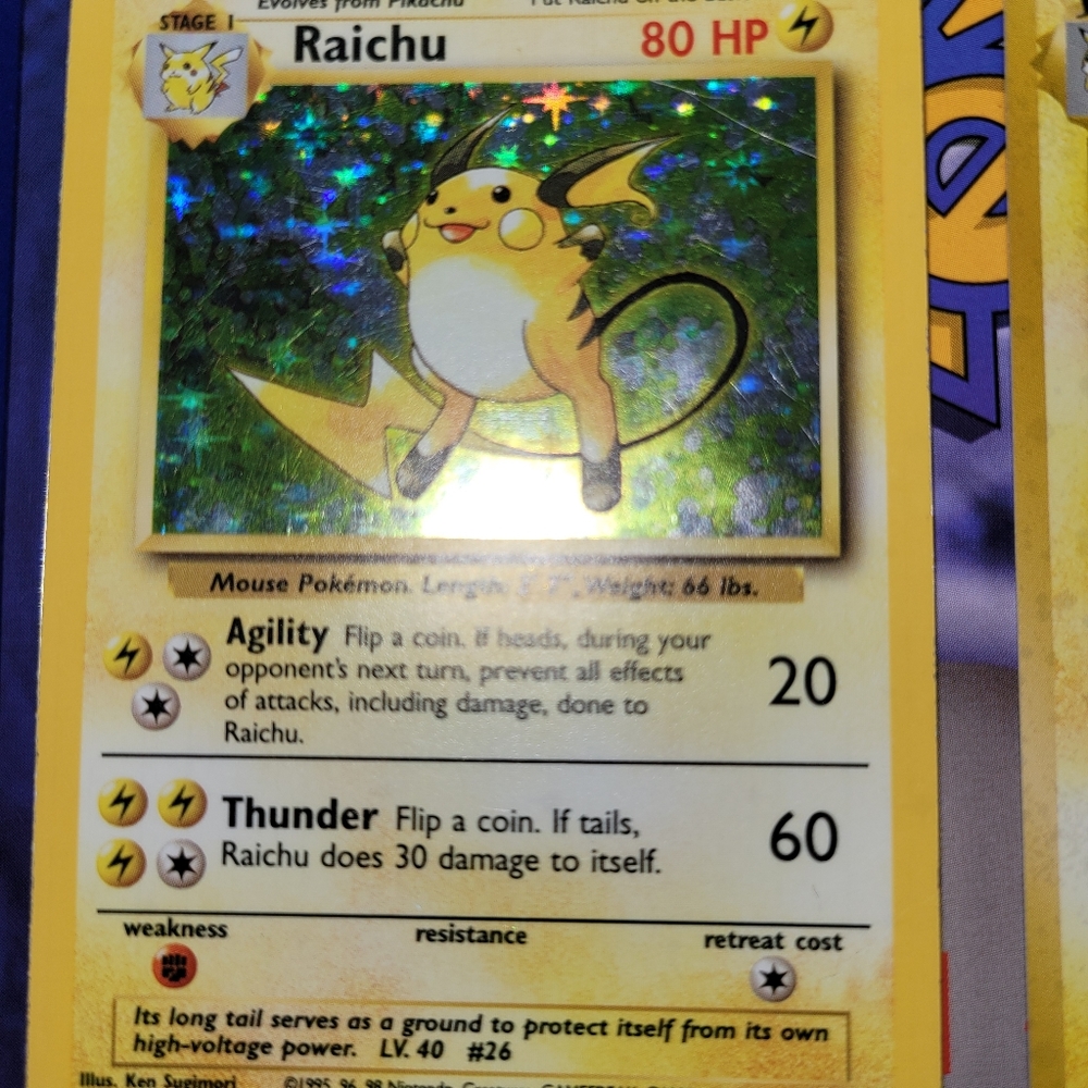 Pokemon  Raichu Holographic Mint